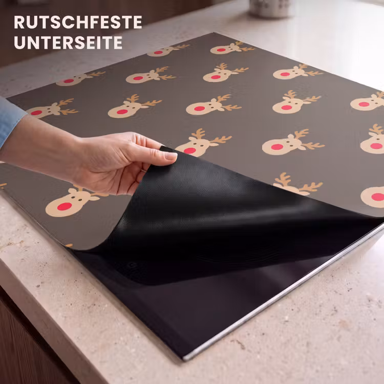 Herdabdeckplatte - Weihnachten – Rentiere – Braun — 9