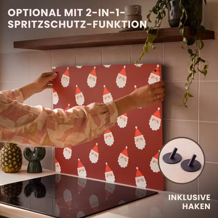 Herdabdeckplatte - Weihnachten – Weihnachtsmann – Rot — 10
