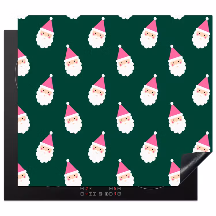 Herdabdeckplatte - Weihnachtsmann – Weihnachten – Grün – Rosa — 1