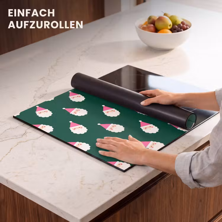Herdabdeckplatte - Weihnachtsmann – Weihnachten – Grün – Rosa — 7