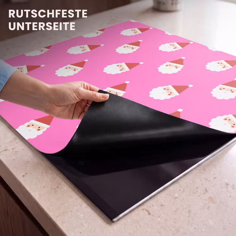 Herdabdeckplatte - Weihnachtsmann – Weihnachten – Rosa – Rot — 9