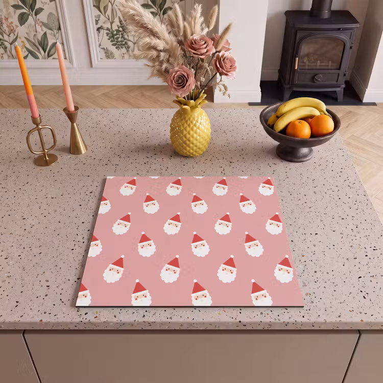 Herdabdeckplatte - Weihnachten – Weihnachtsmann – Rosa — 2