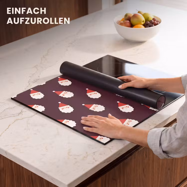 Herdabdeckplatte - Weihnachtsmann – Weihnachten – Dunkel – Rot — 7