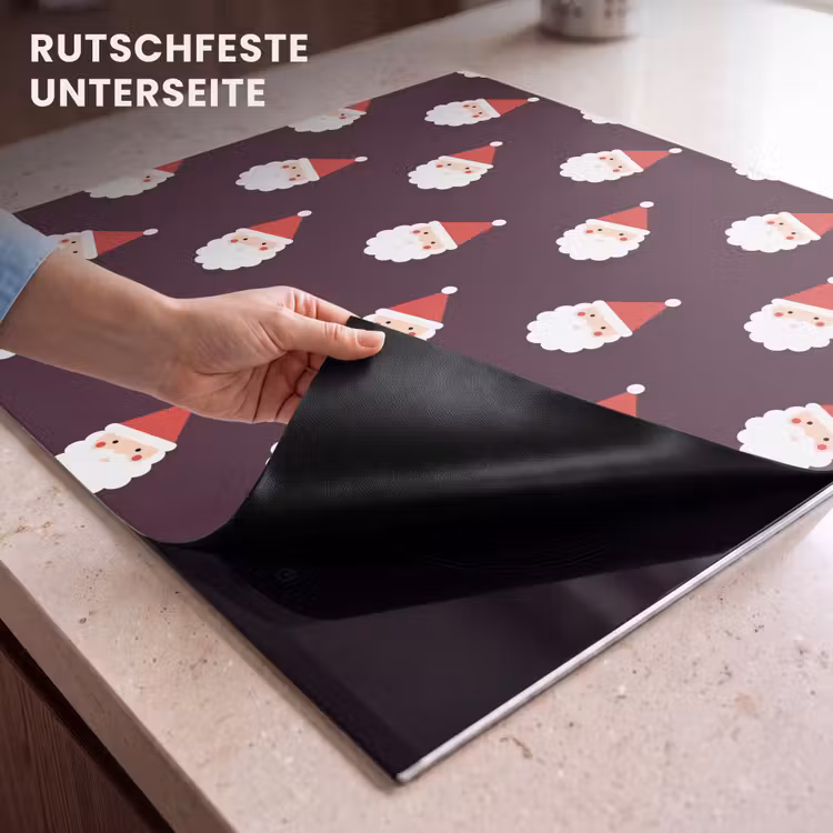 Herdabdeckplatte - Weihnachtsmann – Weihnachten – Dunkel – Rot — 9