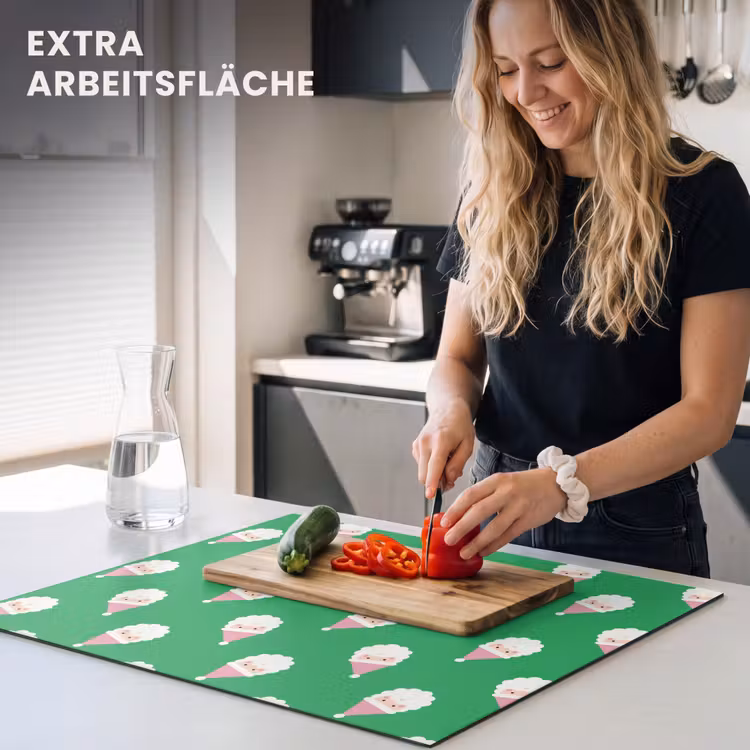 Herdabdeckplatte - Weihnachtsmann – Weihnachten – Rosa – Grün — 4
