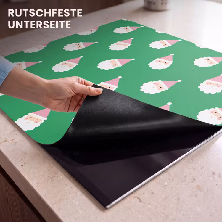 Herdabdeckplatte - Weihnachtsmann – Weihnachten – Rosa – Grün — 9
