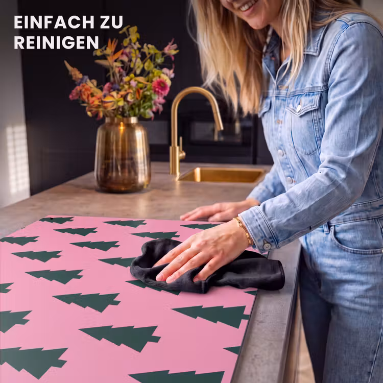 2-in-1 Herdabdeckplatte & Spritzschutz - Weihnachtsbaum – Rosa – Grün — 5