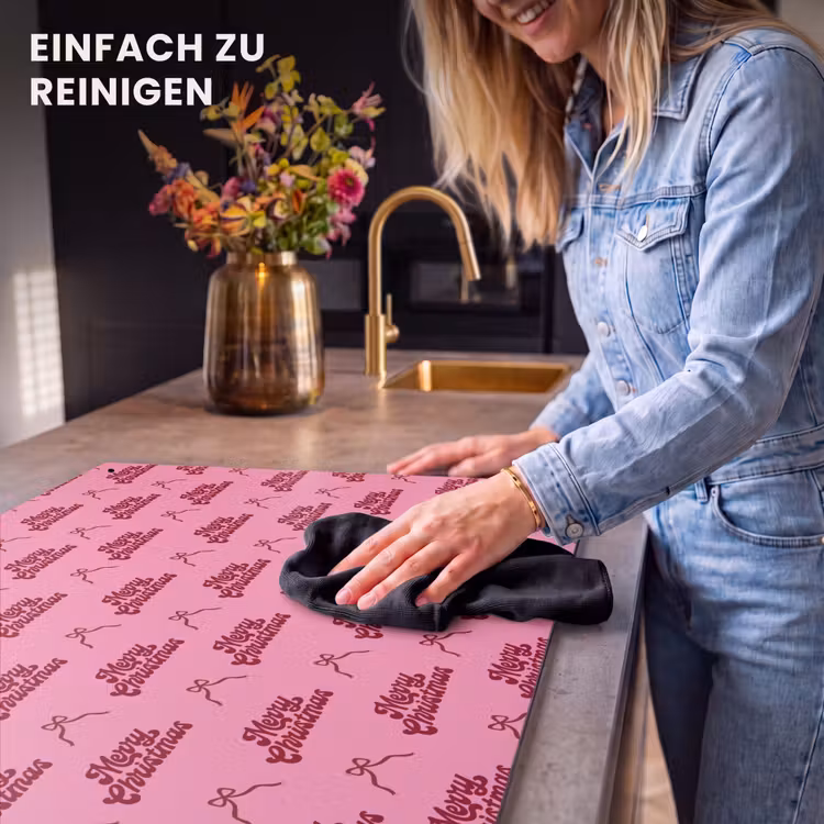 2-in-1 Herdabdeckplatte & Spritzschutz - Text – Rosa – Rot – Schleife — 5