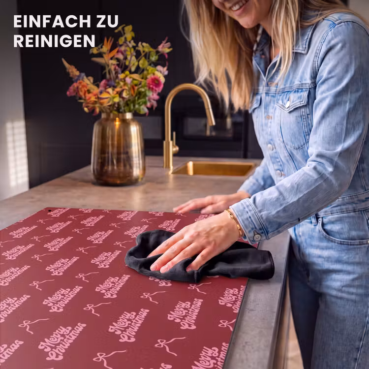 2-in-1 Herdabdeckplatte & Spritzschutz - Text – Rot – Rosa – Schleife — 5