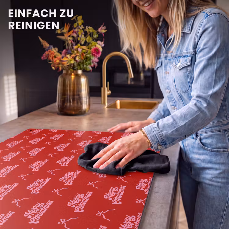 2-in-1 Herdabdeckplatte & Spritzschutz - Text – Schleife – Rosa – Rot — 5