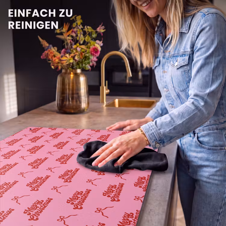 2-in-1 Herdabdeckplatte & Spritzschutz - Text – Schleife – Rot – Rosa — 5
