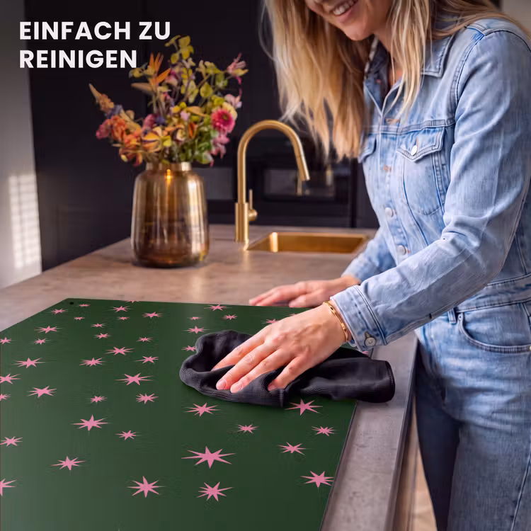 2-in-1 Herdabdeckplatte & Spritzschutz - Stern – Rosa – Grün – Weihnachten — 5