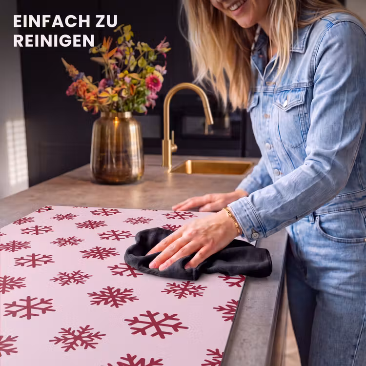 2-in-1 Herdabdeckplatte & Spritzschutz - Schneeflocke – Rosa – Rot – Weihnachten — 5
