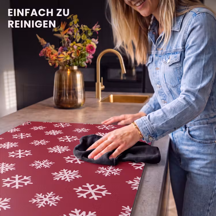 2-in-1 Herdabdeckplatte & Spritzschutz - Schneeflocke – Rot – Rosa – Weihnachten — 5
