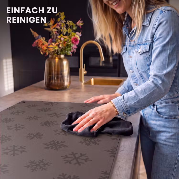 2-in-1 Herdabdeckplatte & Spritzschutz - Schneeflocke – Weihnachten – Braun — 5