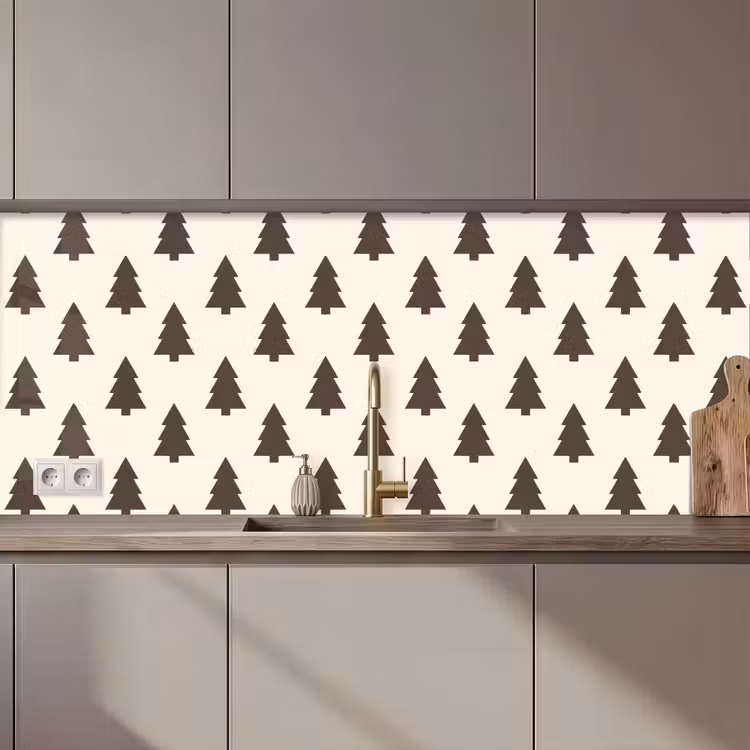 Küchenrückwand - Weihnachtsbaum – Creme – Grau — 1