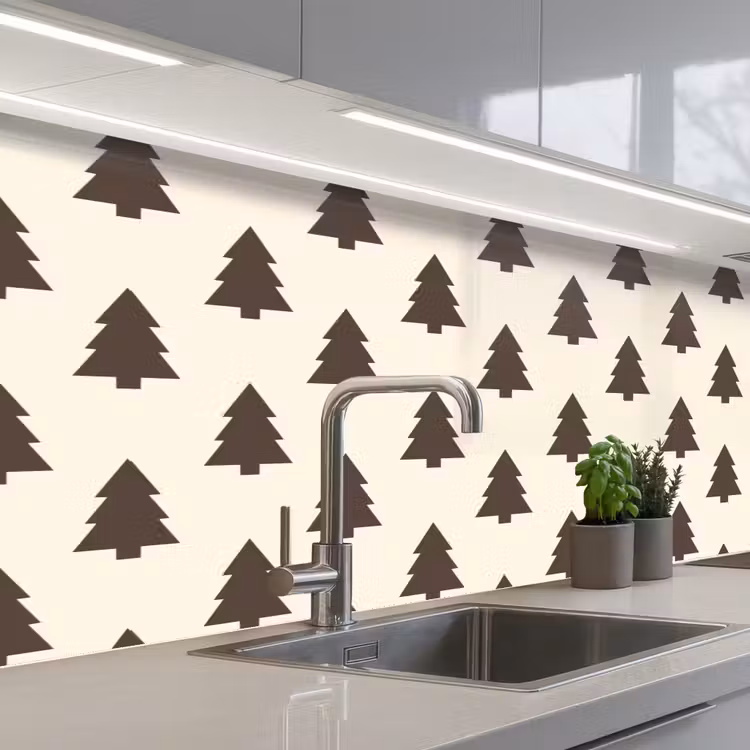 Küchenrückwand - Weihnachtsbaum – Creme – Grau — 2