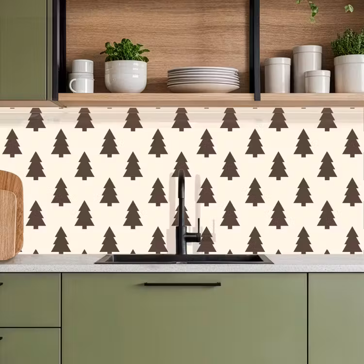 Küchenrückwand - Weihnachtsbaum – Creme – Grau — 8