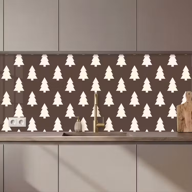Küchenrückwand - Weihnachtsbaum – Grau – Cremefarben — 1