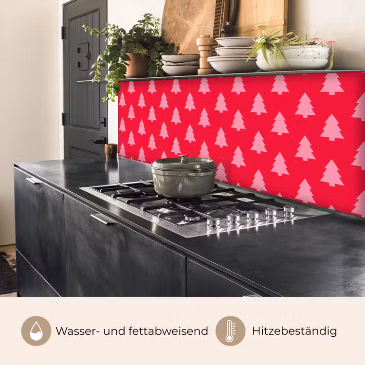 Küchenrückwand - Weihnachtsbaum – Rosa – Rot — 5