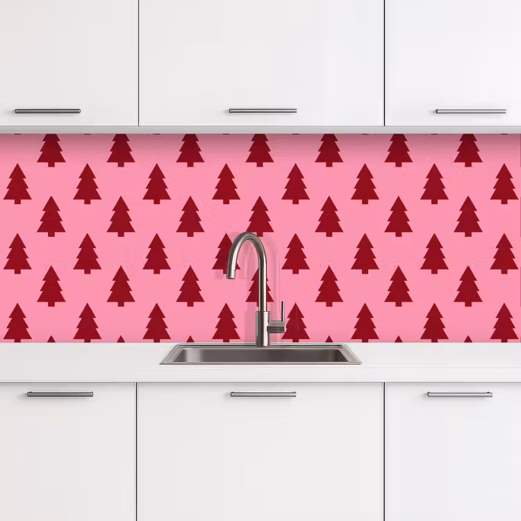 Küchenrückwand - Weihnachtsbaum – Rot – Rosa — 4
