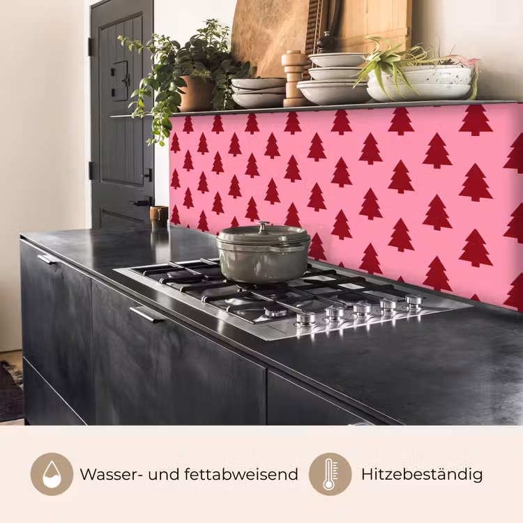 Küchenrückwand - Weihnachtsbaum – Rot – Rosa — 5