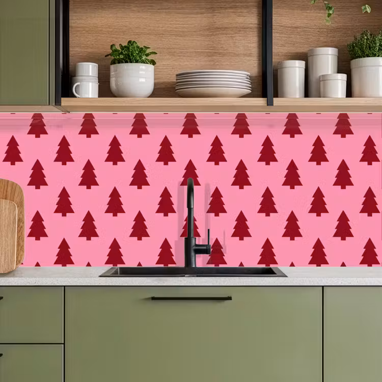 Küchenrückwand - Weihnachtsbaum – Rot – Rosa — 8