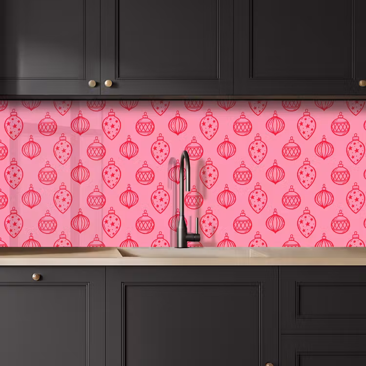 Küchenrückwand - Weihnachtskugel – Rosa – Rot — 6