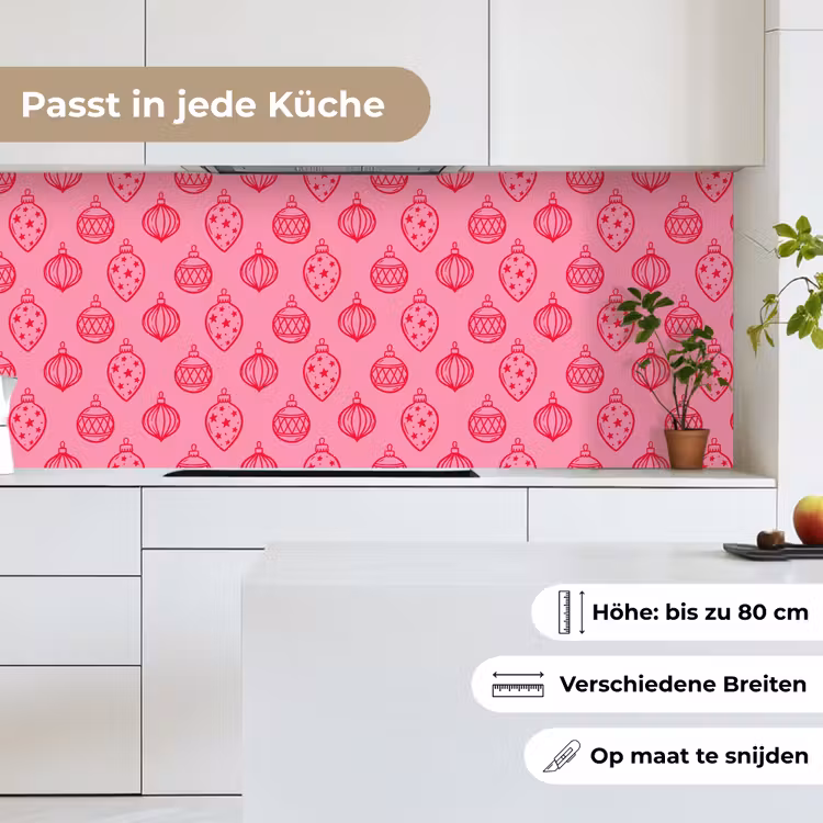 Küchenrückwand - Weihnachtskugel – Rosa – Rot — 7