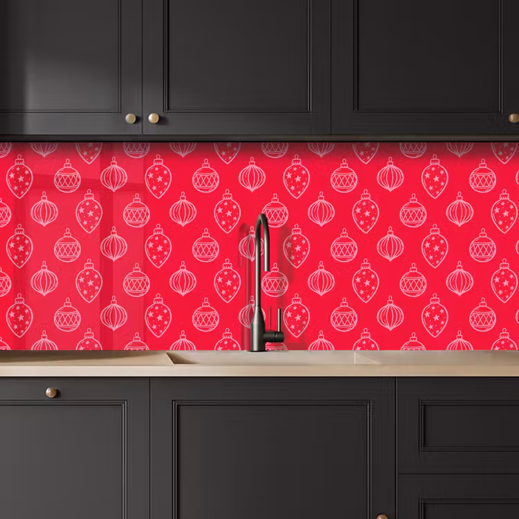 Küchenrückwand - Weihnachtskugel – Rot – Rosa — 6