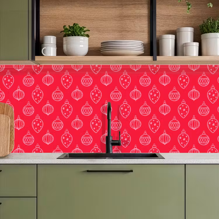 Küchenrückwand - Weihnachtskugel – Rot – Rosa — 8