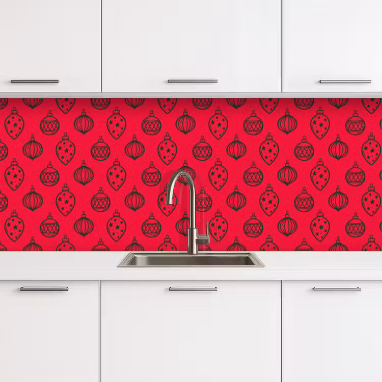 Küchenrückwand - Weihnachtskugel – Grün – Rot — 4
