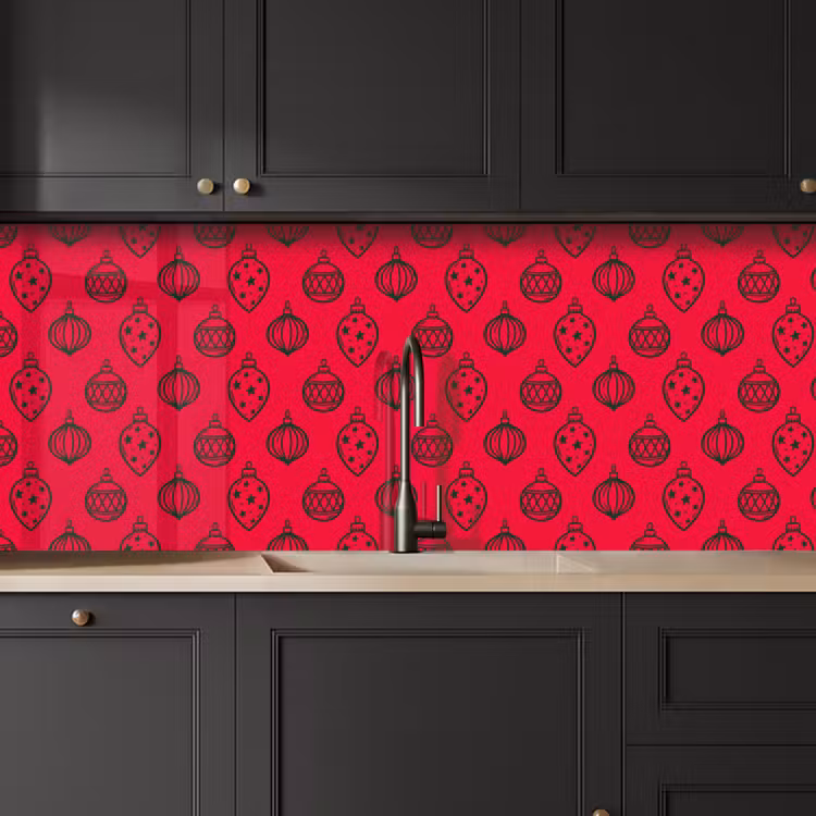 Küchenrückwand - Weihnachtskugel – Grün – Rot — 6