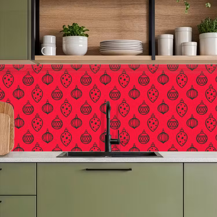 Küchenrückwand - Weihnachtskugel – Grün – Rot — 8