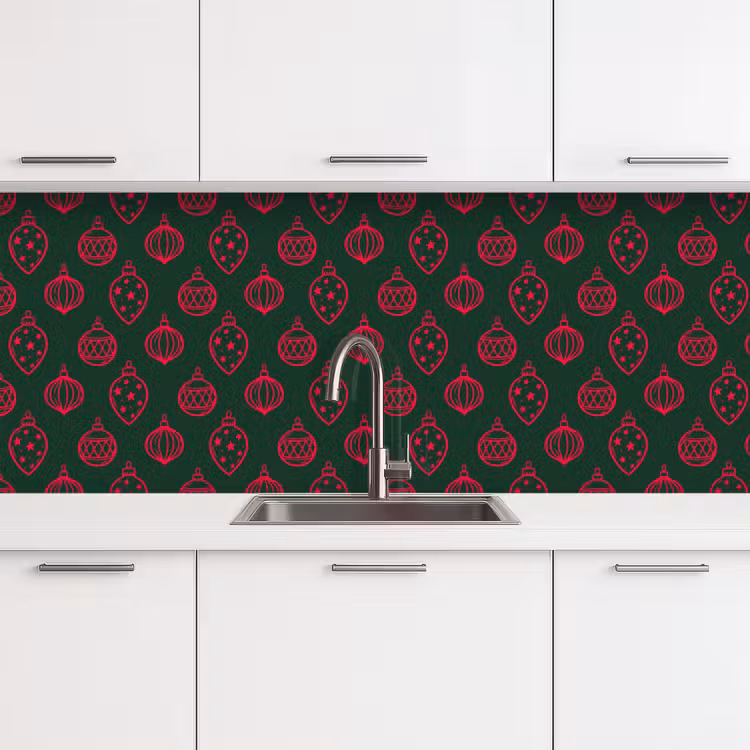 Küchenrückwand - Weihnachtskugel – Rot – Grün — 4