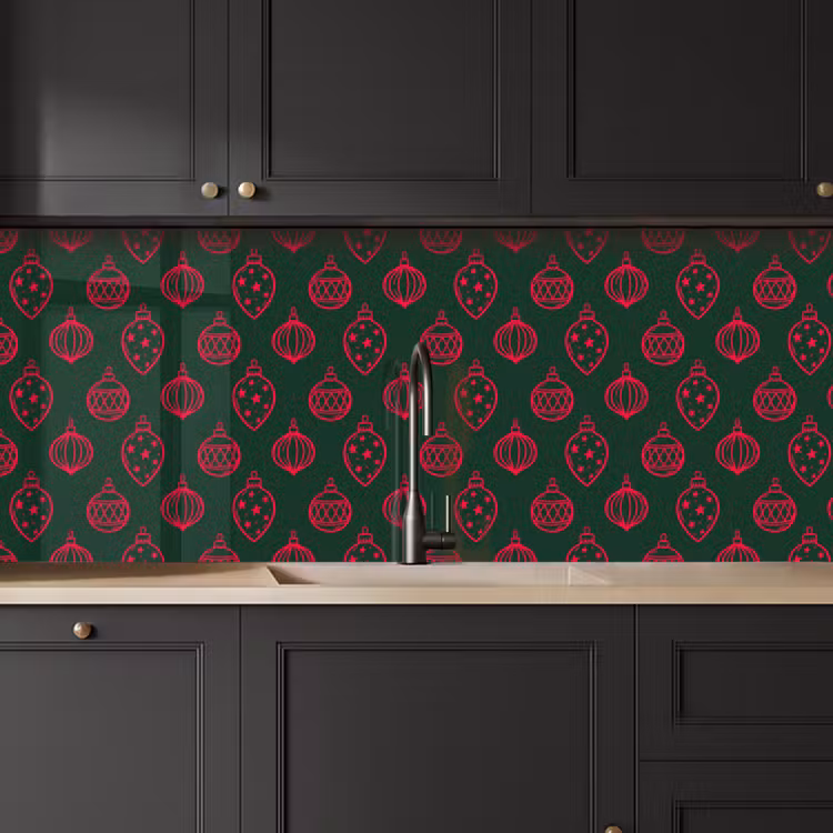 Küchenrückwand - Weihnachtskugel – Rot – Grün — 6