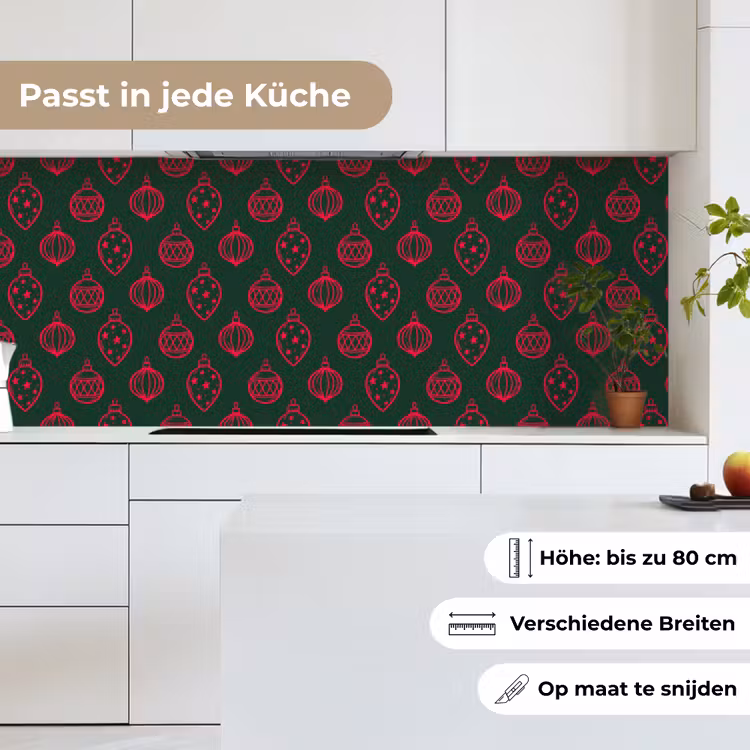 Küchenrückwand - Weihnachtskugel – Rot – Grün — 7
