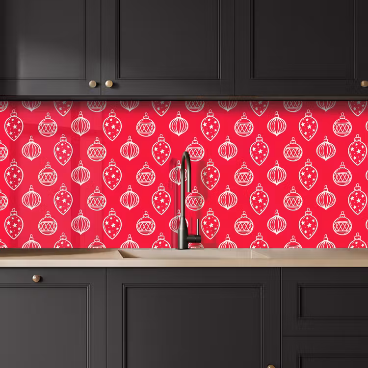 Küchenrückwand - Weihnachtskugel – Rot – Weiß — 6