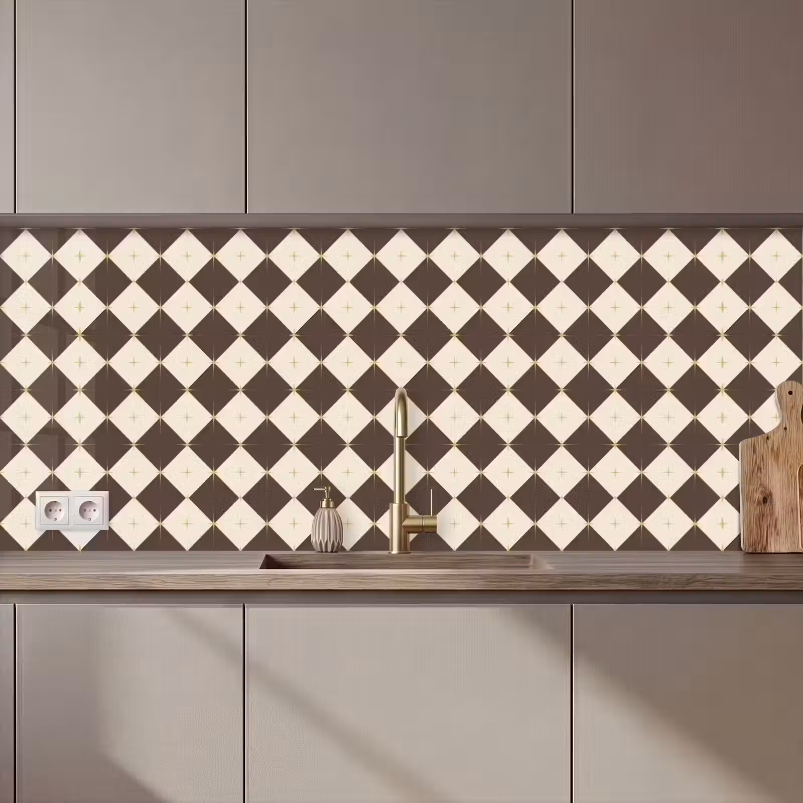 Küchenrückwand - Stern – Braun – Weiß – Weihnachten — 1