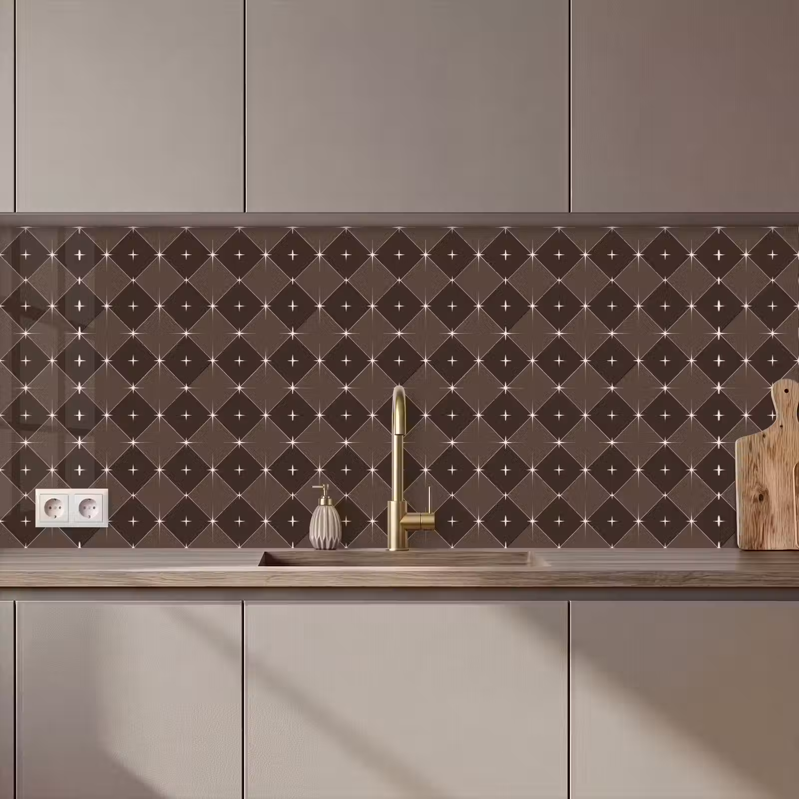 Küchenrückwand - Stern – Braun – Taupe – Weihnachten — 1