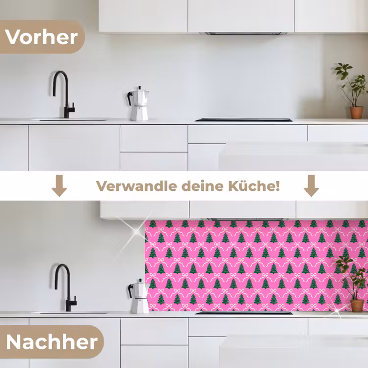 Küchenrückwand - Weihnachten – Rosa – Weiß – Schleife — 3