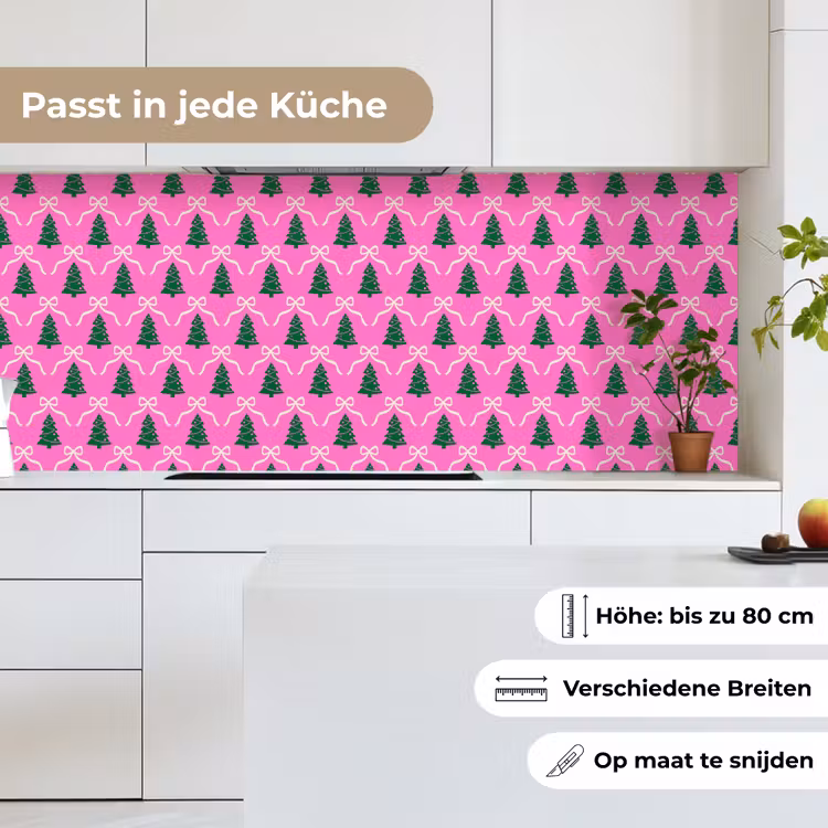 Küchenrückwand - Weihnachten – Rosa – Weiß – Schleife — 7