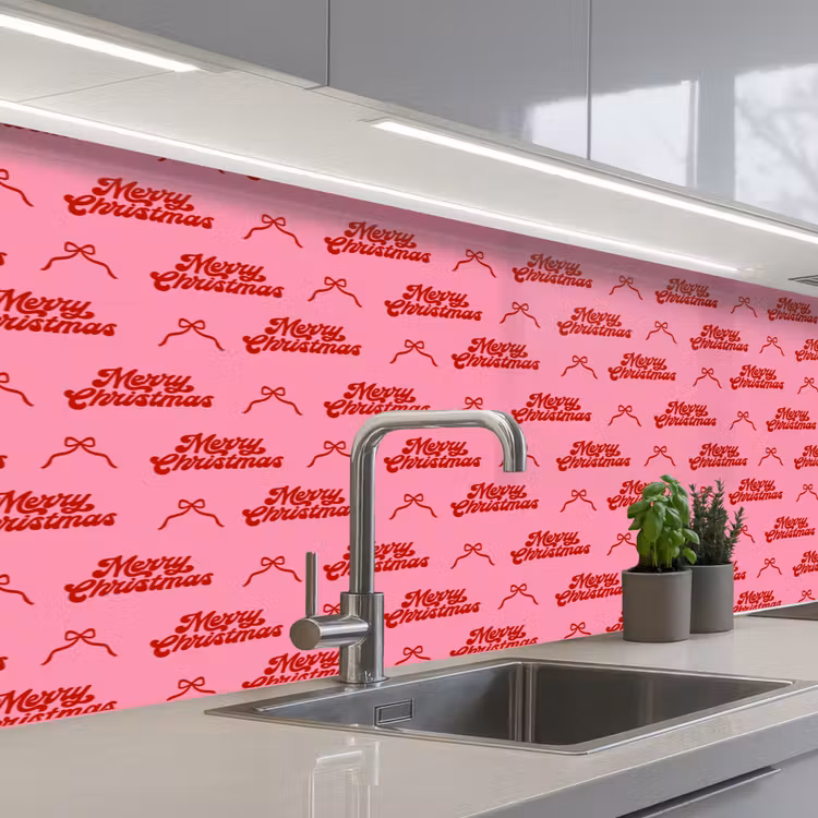 Küchenrückwand - Text – Schleife – Rot – Rosa — 2