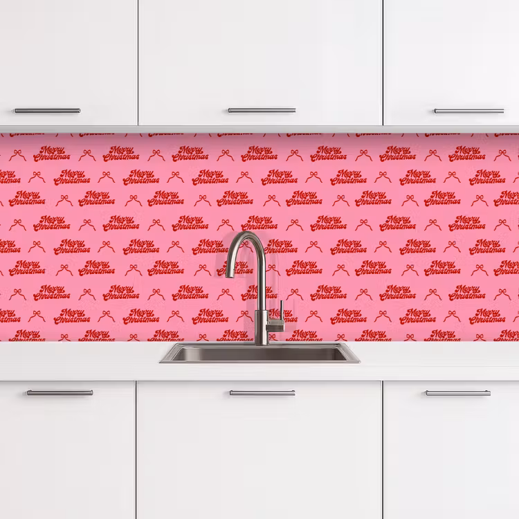 Küchenrückwand - Text – Schleife – Rot – Rosa — 4