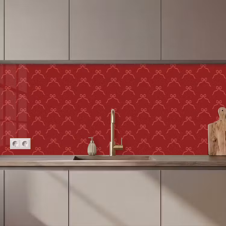 Küchenrückwand - Schleife – Rosa – Rot – Weihnachten — 1