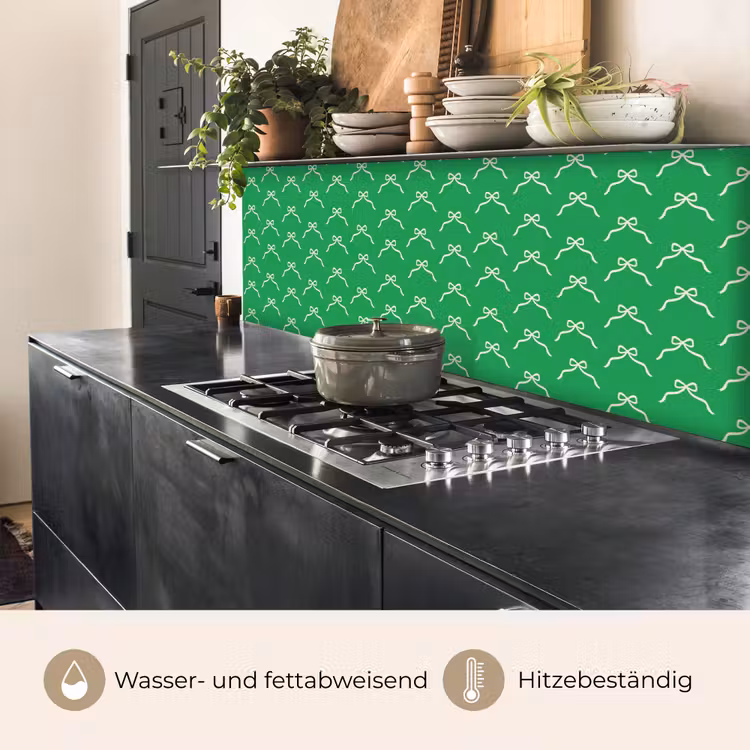 Küchenrückwand - Schleife – Weihnachten – Grün – Weiß — 5