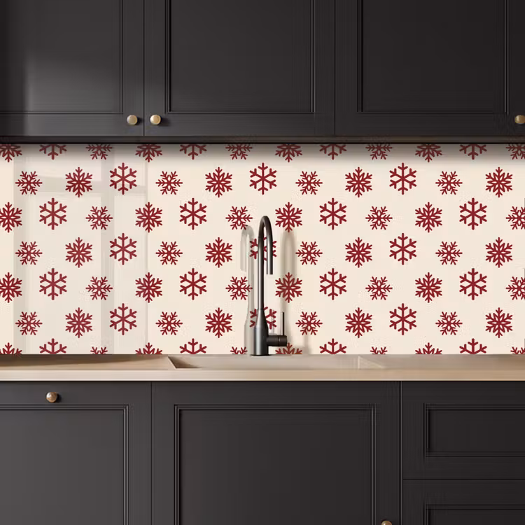 Küchenrückwand - Schneeflocke – Creme – Rot — 6
