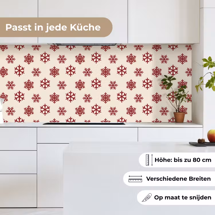 Küchenrückwand - Schneeflocke – Creme – Rot — 7