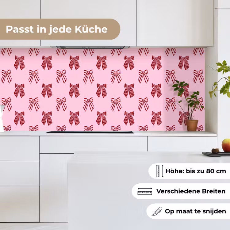 Küchenrückwand - Schleifen – Weihnachten – Rosa – Burgunderrot — 7