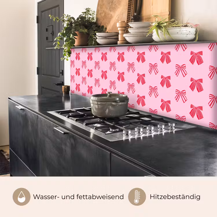 Küchenrückwand - Schleifen – Weihnachten – Rosa – Rot — 5